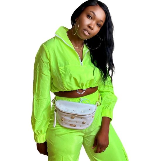 Neon green crop top hot sale outfit